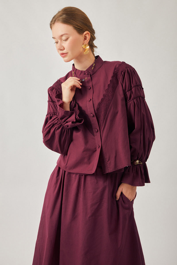 Duru Lace Shirt Burgundy - 9
