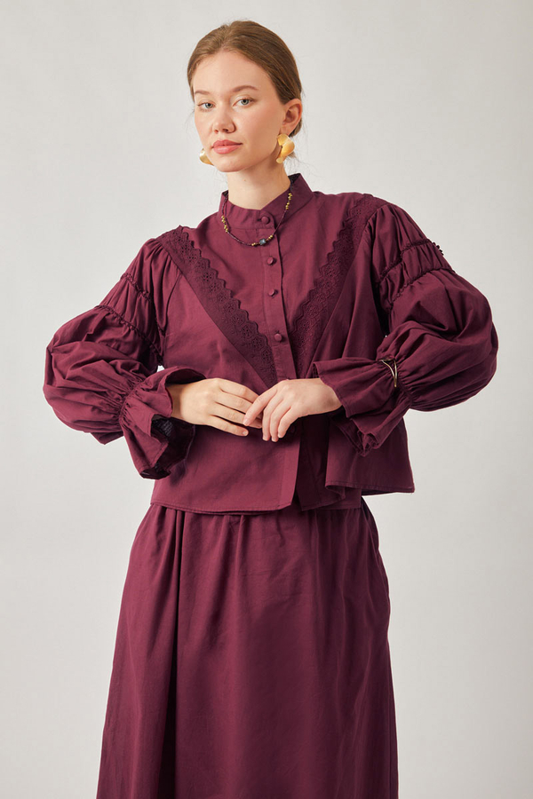 Duru Lace Shirt Burgundy - 6