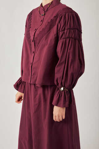 Duru Lace Shirt Burgundy - 5