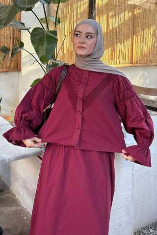 Duru Lace Shirt Burgundy - 1