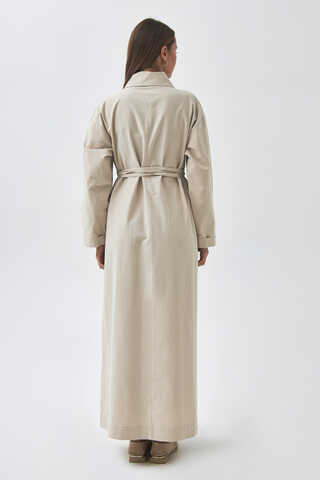 Düşük Kol Düğmeli Elbise Taş - 12