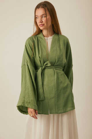 Düşük Kol Kimono Soft Yeşil - 7