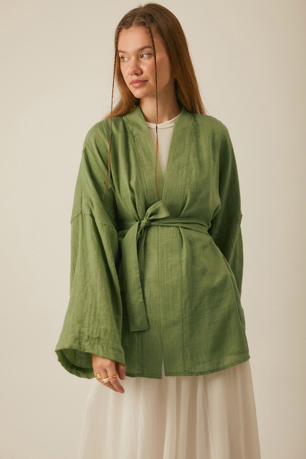 Düşük Kol Kimono Soft Yeşil - 7