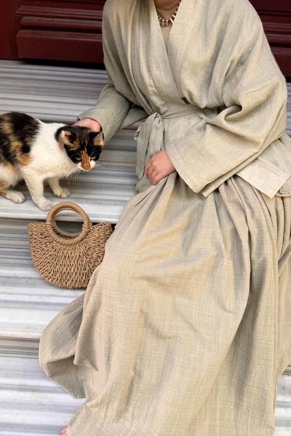 Düşük Kol Kimono Taş - 3