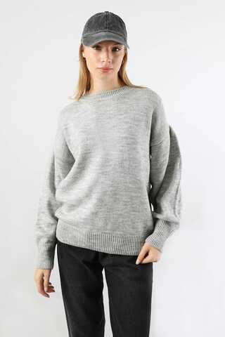 Düşük Kol Kısa Kazak Gri - 1