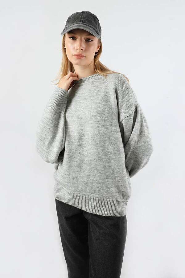 Düşük Kol Kısa Kazak Gri - 3