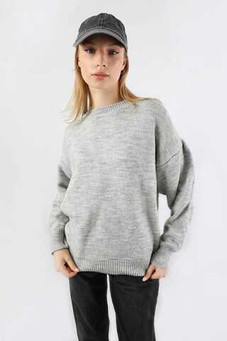 Düşük Kol Kısa Kazak Gri - 5