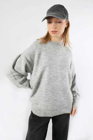 Düşük Kol Kısa Kazak Gri - 4