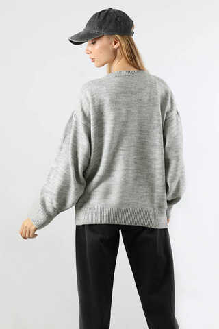 Düşük Kol Kısa Kazak Gri - 6