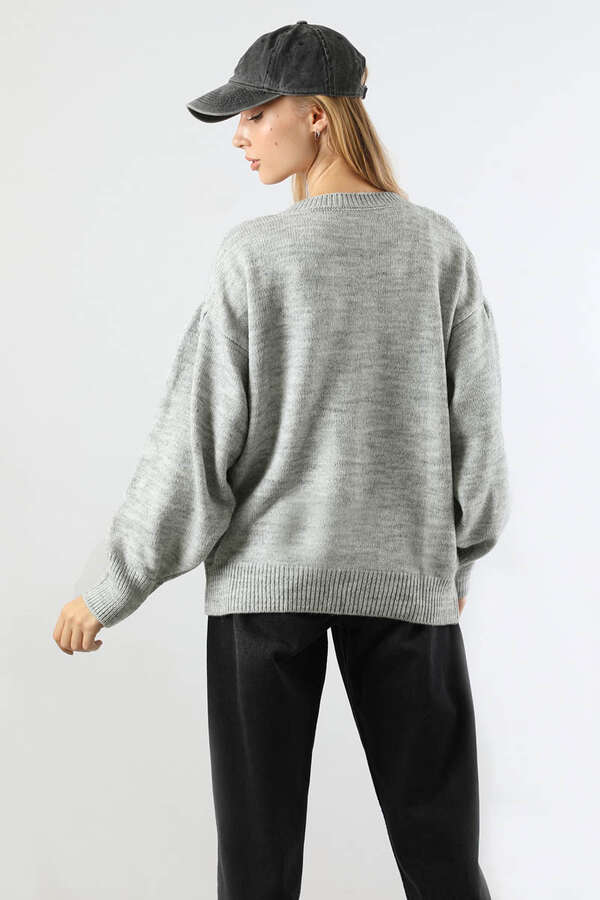 Düşük Kol Kısa Kazak Gri - 6