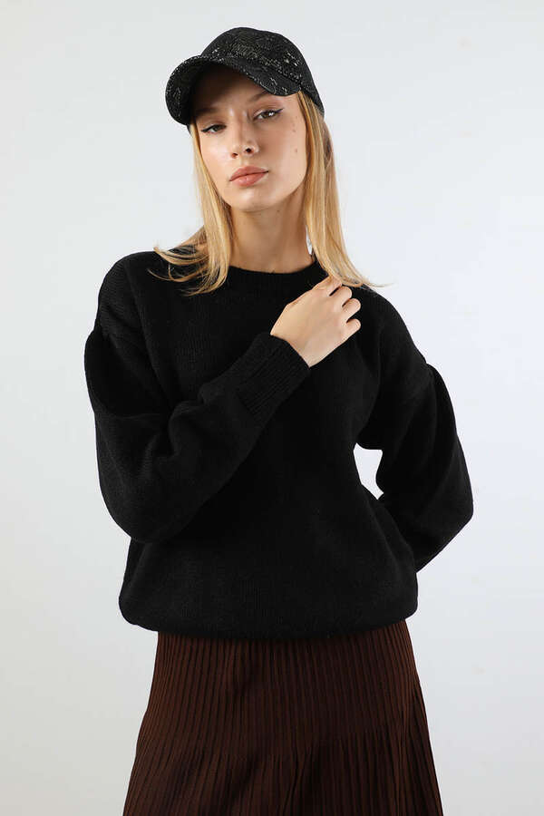 Düşük Kol Kısa Kazak Siyah - 3