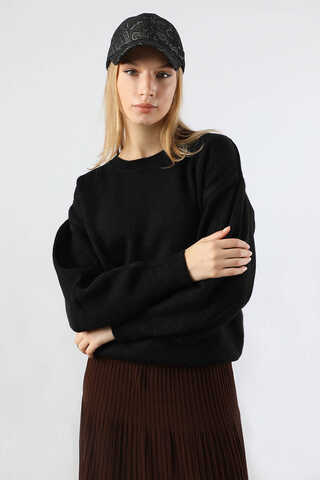 Düşük Kol Kısa Kazak Siyah - 4