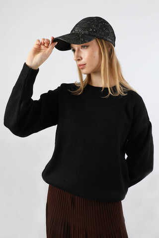 Düşük Kol Kısa Kazak Siyah - 5