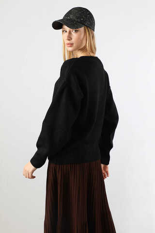 Düşük Kol Kısa Kazak Siyah - 6