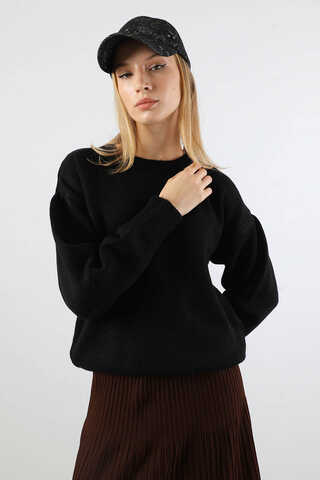 Düşük Kol Kısa Kazak Siyah - 3