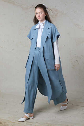 Cepli Yelek Takım Bebe Mavisi - 1