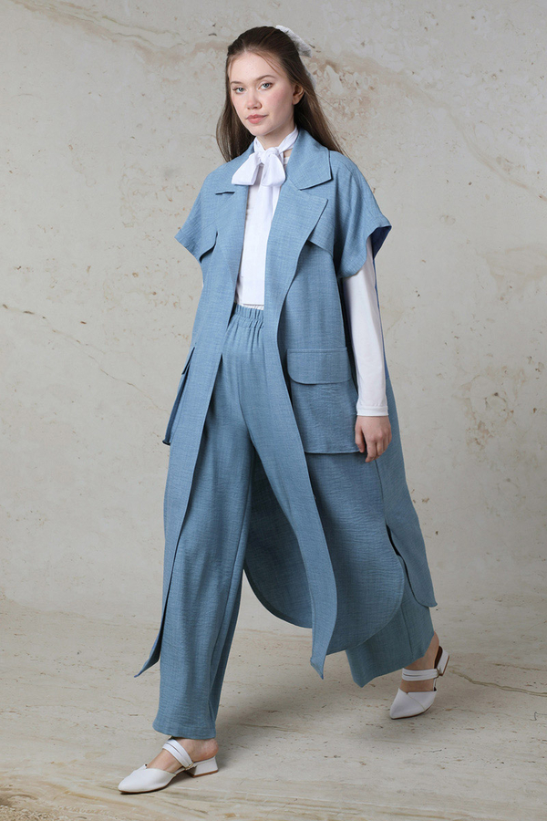 Cepli Yelek Takım Bebe Mavisi - 1