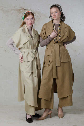 Cepli Yelek Takım Camel - 2