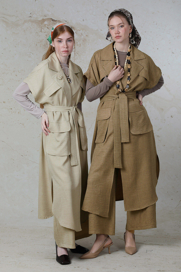 Cepli Yelek Takım Camel - 2