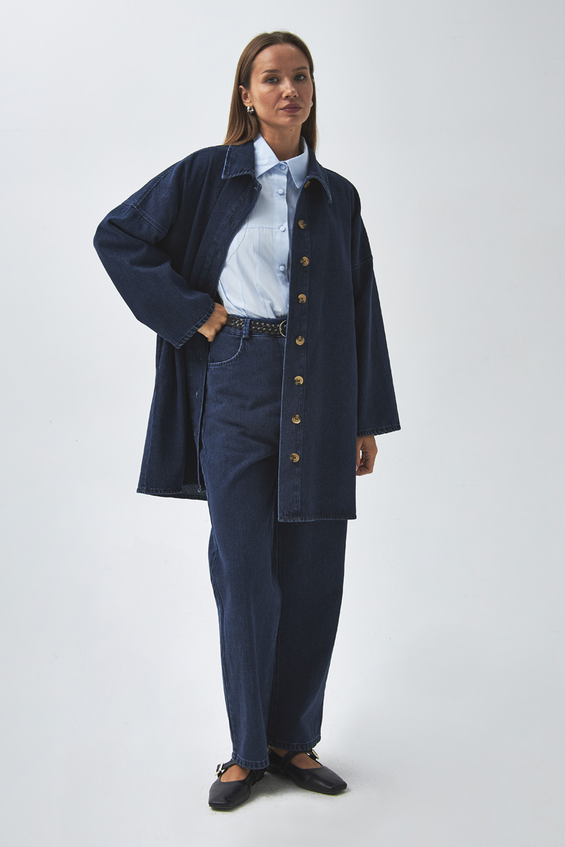 Düz Kesim Denim Pantolon Açık Mavi