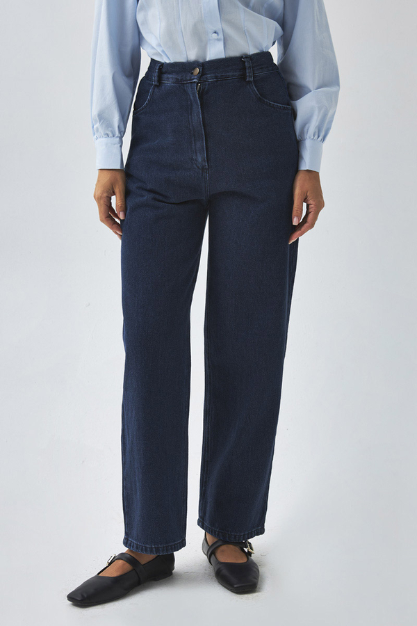 Düz Kesim Denim Pantolon Açık Mavi - 5