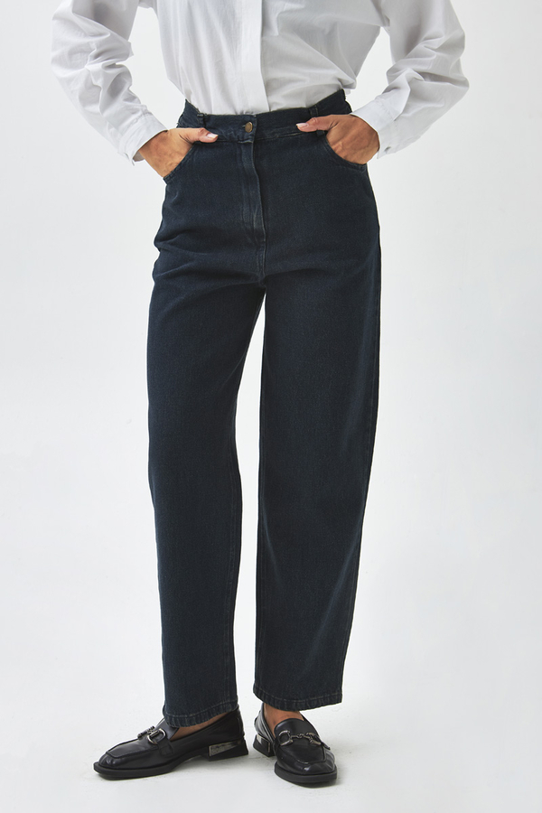 Düz Kesim Denim Pantolon Koyu Mavi - 11