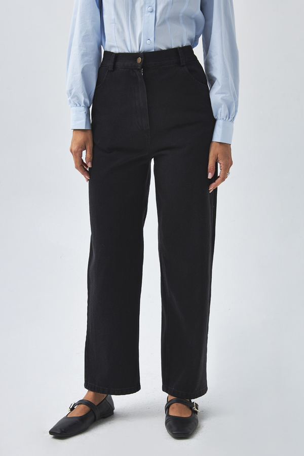 Düz Kesim Denim Pantolon Siyah (1)