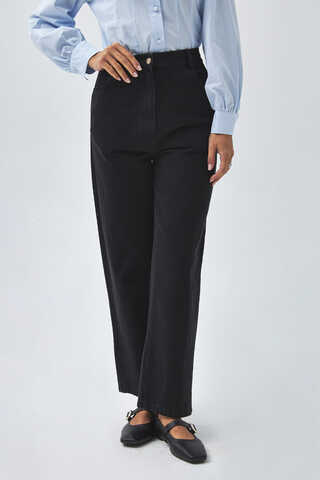 Düz Kesim Denim Pantolon Siyah - 5