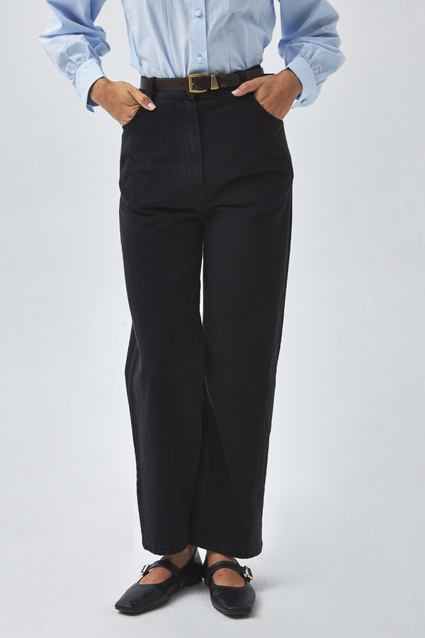 Düz Kesim Denim Pantolon Siyah - 3