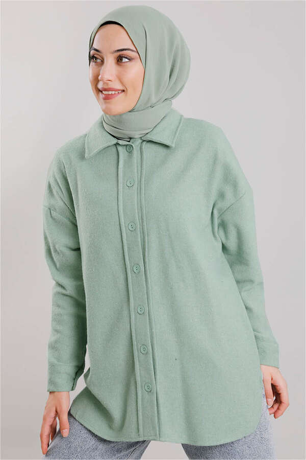 Düz Oduncu Gömlek Mint - 1