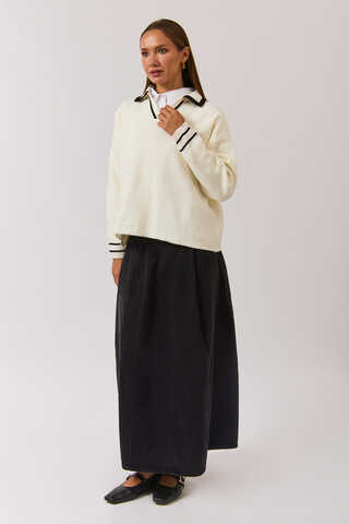 Düz Polo Kazak Beyaz - 10