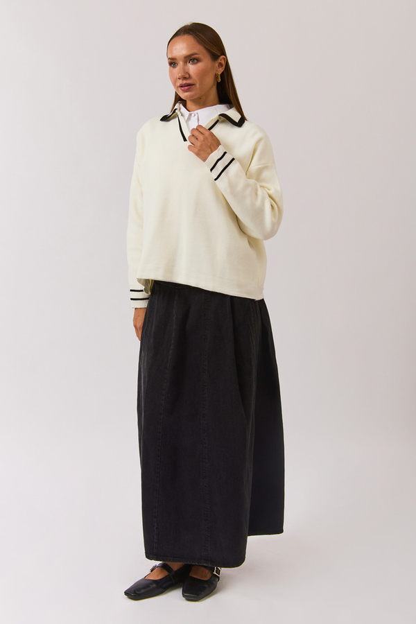 Düz Polo Kazak Beyaz - 10