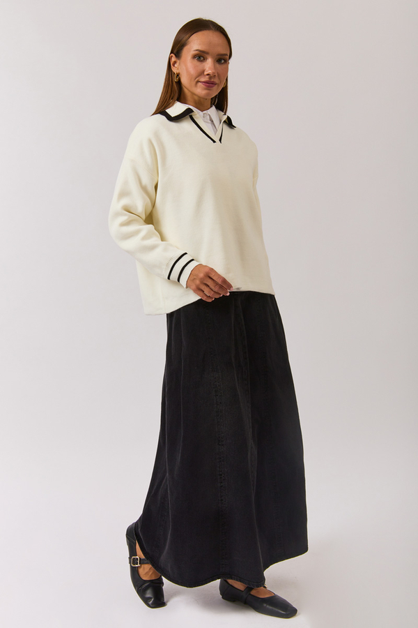 Düz Polo Kazak Beyaz - 4