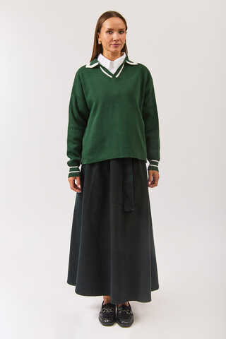 Düz Polo Kazak Nefti Yeşili - 9