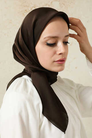 Düz Saten Eşarp Acı Kahve - 2