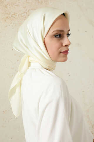 Düz Saten Eşarp Ekru - 2
