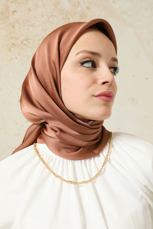 Düz Saten Eşarp Gül Kurusu - 2