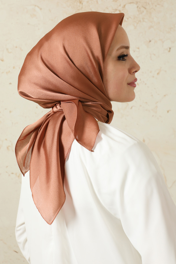 Düz Saten Eşarp Gül Kurusu - 4