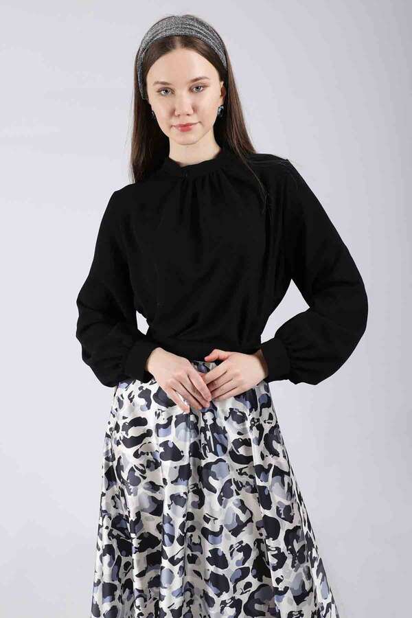 Ebru Patterned Skirt Set Black - 4