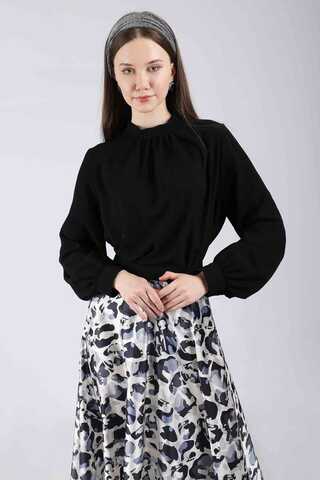 Ebru Patterned Skirt Set Black - 4