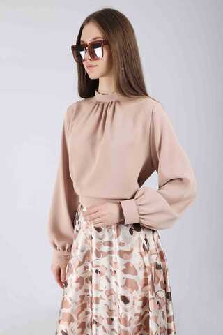 Ebru Patterned Skirt Set Cream - 2