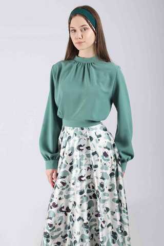 Ebru Patterned Skirt Set Mint Green - 2