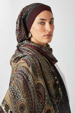 Ebruli Desen Şal Bordo - 3