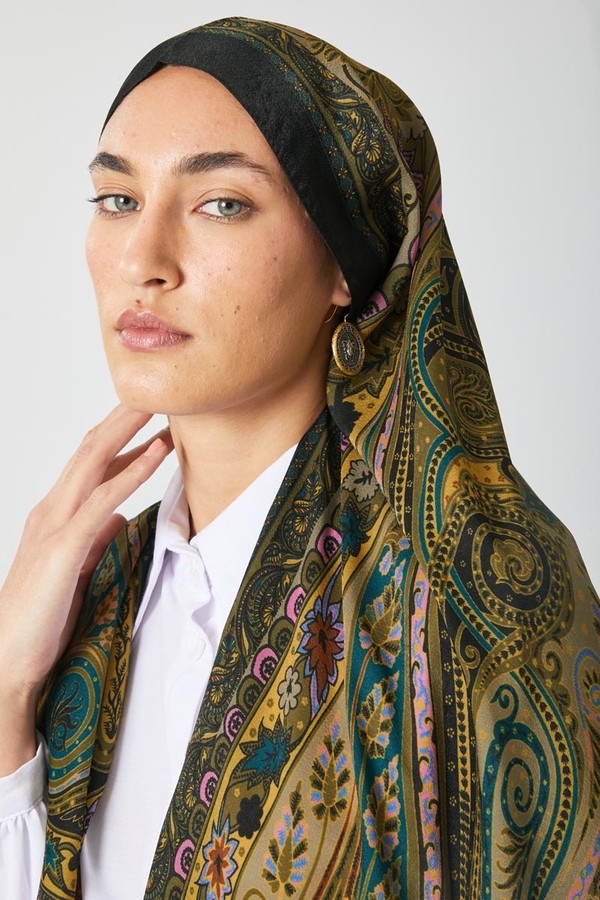 Ebruli Desen Şal Haki - 2