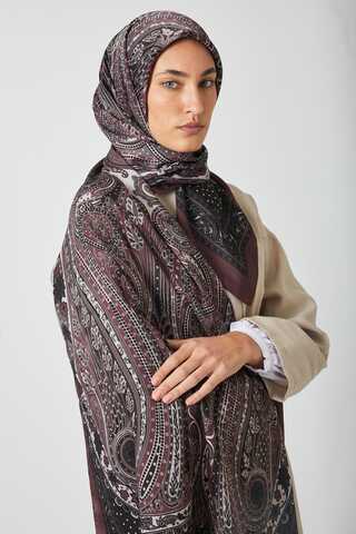 Ebruli Desen Şal Mürdüm - 1