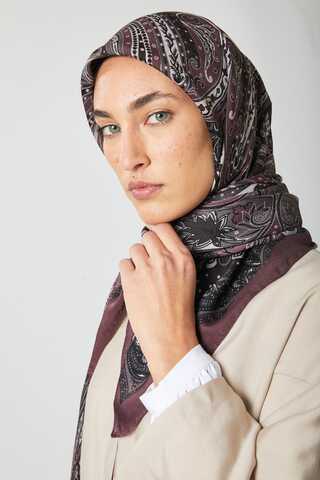 Ebruli Desen Şal Mürdüm - 3