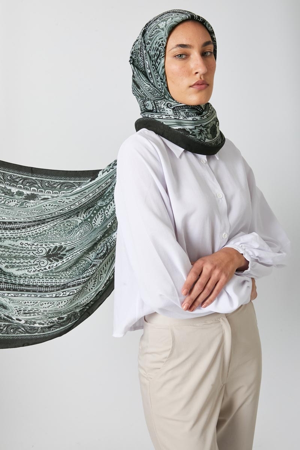 Ebruli Desen Şal Siyah 