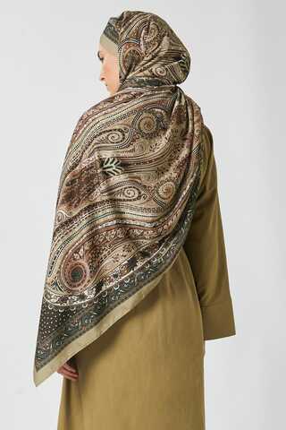 Ebruli Desen Şal Yağ Yeşili - 3