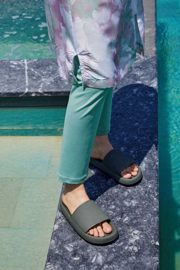 Ebruli Desenli Tesettür Mayo Takım Su Yeşili - 6