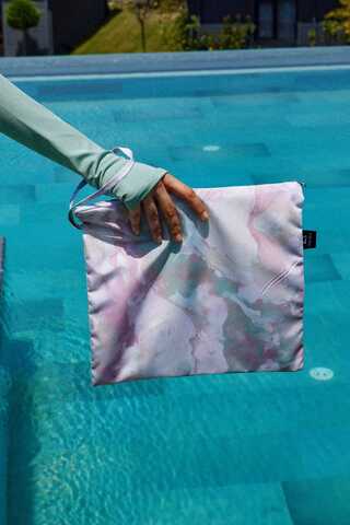 Ebruli Desenli Tesettür Mayo Takım Su Yeşili - 9